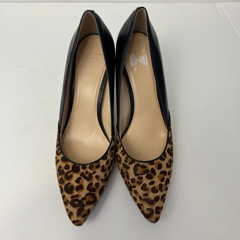 Woman’s Cole Haan Kyle Leopard Print Pointed Toe Stiletto Pumps Size 9